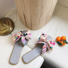 Load image into Gallery viewer, GREY WOMENS BOW FLAT SUMMER FASHION SANDALS
