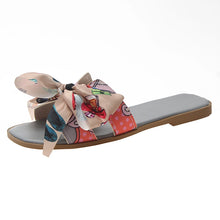 Load image into Gallery viewer, GREY WOMENS BOW FLAT SUMMER FASHION SANDALS
